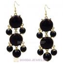 Fashion Gold Plated Black Resin Chandelier Bubble Earrings Wholesale