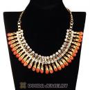 Imitation Jade Rhinestone Crystal Costume Jewelry Bib Necklace