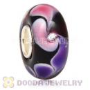 Handmade European Glass Beads Inside Cubic Zirconia In 925 Silver Core