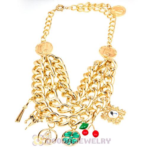 Gold Chunky Chain Charm Pendant Necklace Wholesale