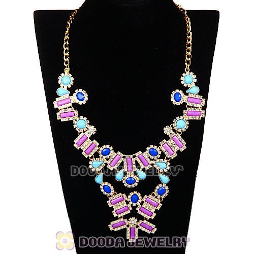 Fashion Ladies Rhinestone Crystal Resin Bib Statement Necklace