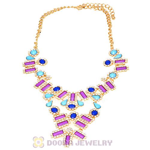 Fashion Ladies Rhinestone Crystal Resin Bib Statement Necklace 