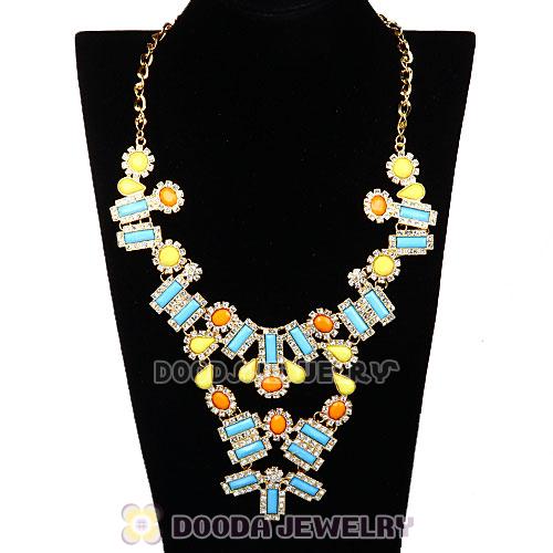 Fashion Ladies Rhinestone Crystal Resin Bib Statement Necklace 