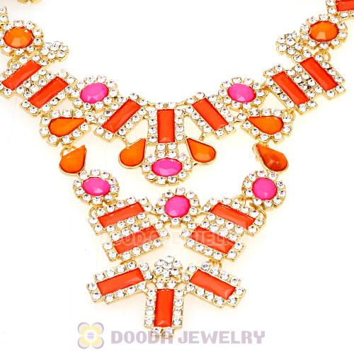 Fashion Ladies Rhinestone Crystal Resin Bib Statement Necklace 