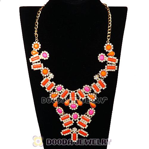 Fashion Ladies Rhinestone Crystal Resin Bib Statement Necklace 