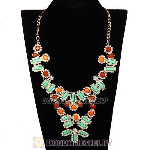 Fashion Ladies Rhinestone Crystal Resin Bib Statement Necklace 