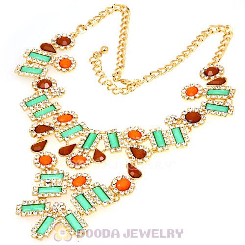 Fashion Ladies Rhinestone Crystal Resin Bib Statement Necklace 