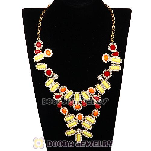 Fashion Ladies Rhinestone Crystal Resin Bib Statement Necklace 