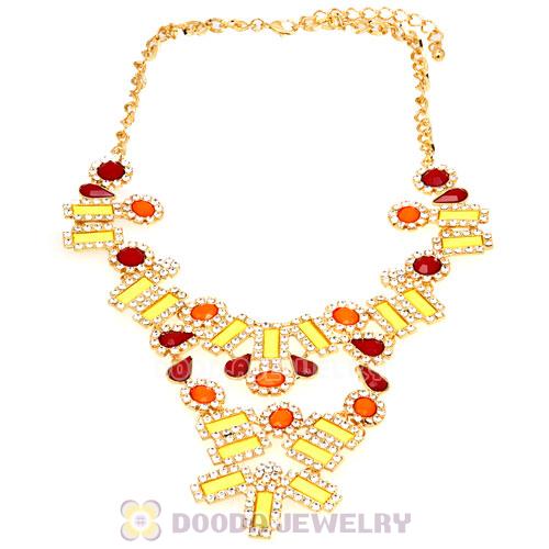 Fashion Ladies Rhinestone Crystal Resin Bib Statement Necklace 