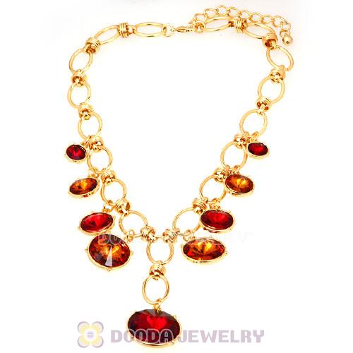Fashion Ladies Gold Chain Rhinestone Crystal Bib Necklace
