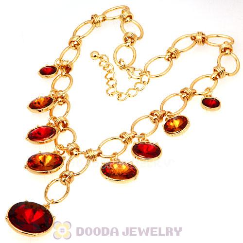Fashion Ladies Gold Chain Rhinestone Crystal Bib Necklace