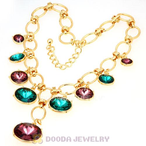 Fashion Ladies Gold Chain Rhinestone Crystal Bib Necklace