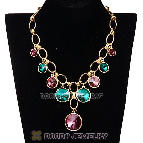 Fashion Ladies Gold Chain Rhinestone Crystal Bib Necklace