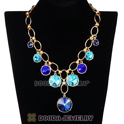 Fashion Ladies Gold Chain Rhinestone Crystal Bib Necklace