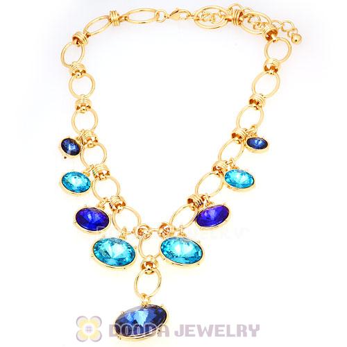 Fashion Ladies Gold Chain Rhinestone Crystal Bib Necklace
