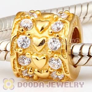Gold Plated Charm Jewelry Silver Beads with Clear Stone