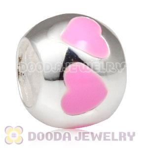 925 Sterling Silver European Style Beads Enamel Pink Loves