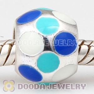 925 Solid Silver European Style Beads Enamel Football