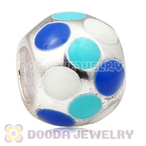 925 Solid Silver European Style Beads Enamel Football