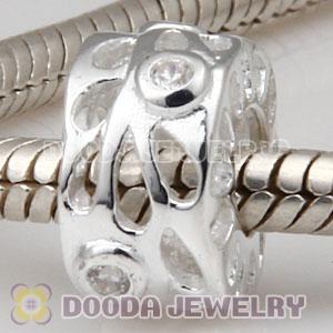 Solid Sterling Silver Charm Jewelry Beads with Stone
