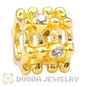 Gold Plated European Style Silver Beads with Stone