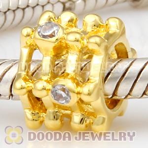 Gold Plated Charm Jewelry Silver Beads with Stone