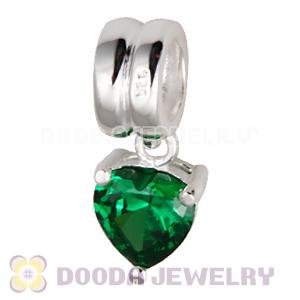 925 Sterling Silver European Beads Dangle Green Stone