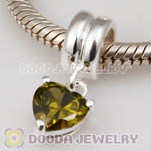 925 Sterling Silver Jewelry Charms Dangle Green Heart