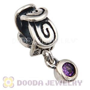 925 Sterling Silver European Style Beads Dangle purple dot