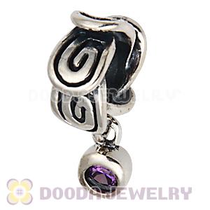 925 Sterling Silver European Style Beads Dangle purple dot