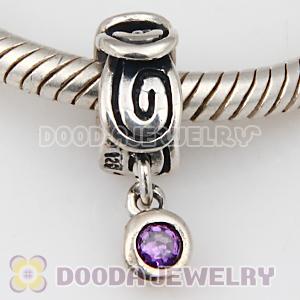 925 Sterling Silver European Style Beads Dangle purple dot