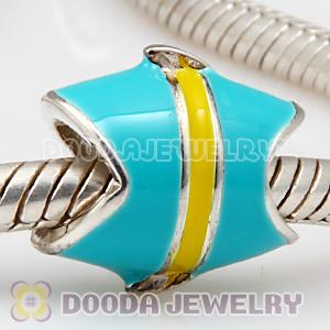 925 Sterling Silver Charm Jewelry Beads Enamel Lake Blue Fish