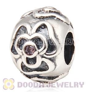 S925 Sterling Silver Charm Jewelry Flower Beads with Stone