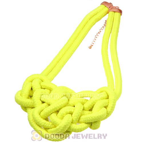 Handmade Weave Fluorescence Yellow Cotton Rope Bib Necklaces