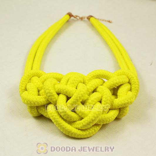 Handmade Weave Fluorescence Yellow Cotton Rope Bib Necklaces