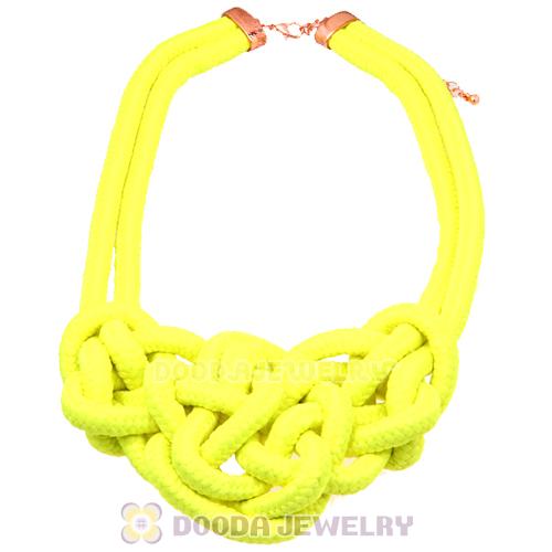 Handmade Weave Fluorescence Yellow Cotton Rope Bib Necklaces