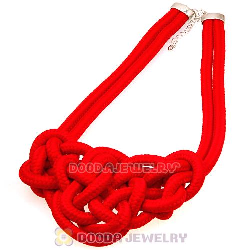 Handmade Weave Fluorescence Red Cotton Rope Bib Necklaces