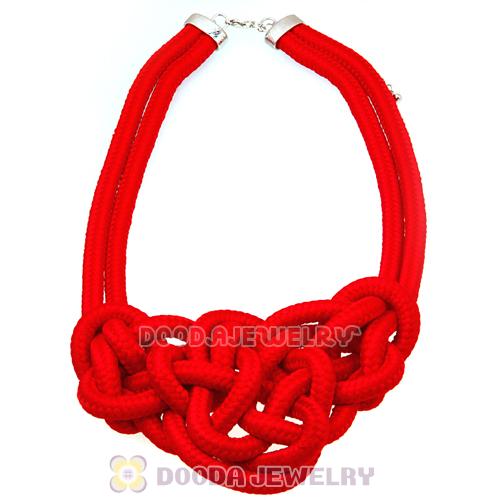 Handmade Weave Fluorescence Red Cotton Rope Bib Necklaces