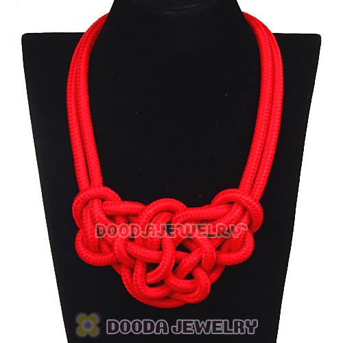 Handmade Weave Fluorescence Red Cotton Rope Bib Necklaces