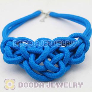Handmade Weave Fluorescence Blue Cotton Rope Bib Necklaces