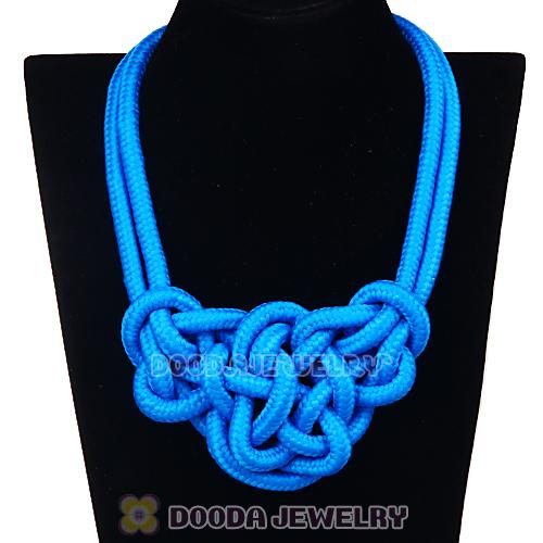 Handmade Weave Fluorescence Blue Cotton Rope Bib Necklaces
