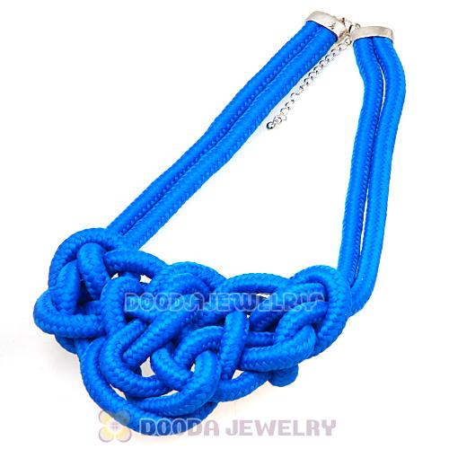 Handmade Weave Fluorescence Blue Cotton Rope Bib Necklaces