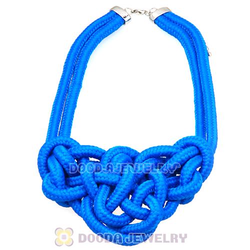 Handmade Weave Fluorescence Blue Cotton Rope Bib Necklaces
