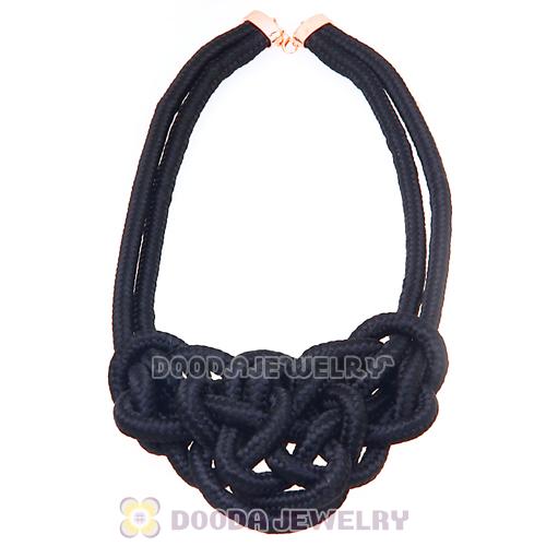 Handmade Weave Fluorescence Black Cotton Rope Bib Necklaces