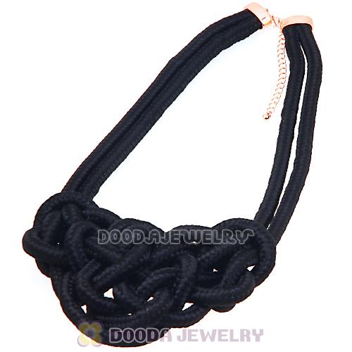 Handmade Weave Fluorescence Black Cotton Rope Bib Necklaces