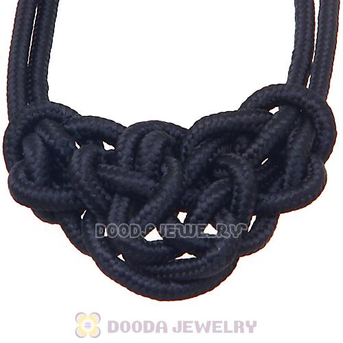 Handmade Weave Fluorescence Black Cotton Rope Bib Necklaces