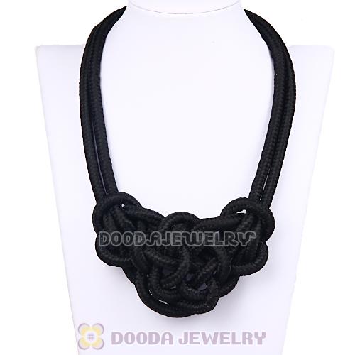 Handmade Weave Fluorescence Black Cotton Rope Bib Necklaces