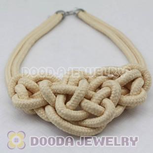 Handmade Weave Fluorescence off white Cotton Rope Bib Necklaces
