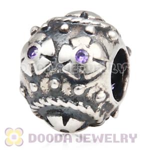 Easter Decorative Egg Beads with Purple CZ Stone fit European Bracelet