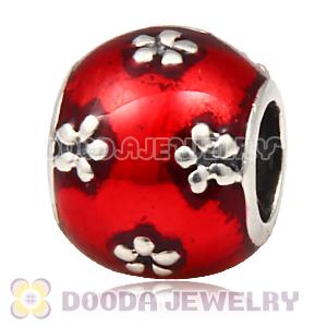 925 Sterling Silver Charm Jewelry Enamel Beads with flower